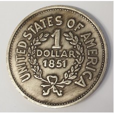 UNITED STATES OF AMERICA 1851 . ONE 1 DOLLAR COIN . INDIAN HEAD TOKEN